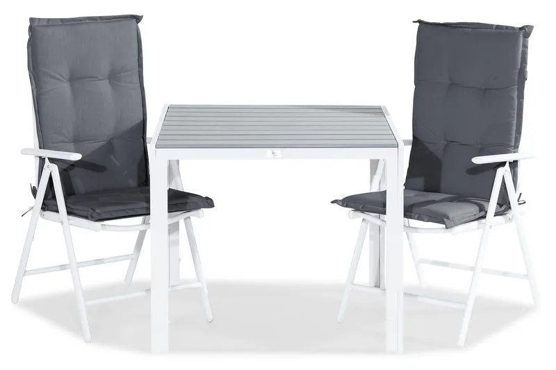 Tunis Matgrupp Utomhus 90x90 + 2 Maggie Positionsstol m Dyna - Vit/Grå - Utemöbler - Utegrupp - Matgrupp utomhus