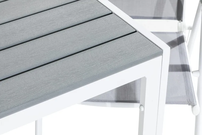 Tunis Matgrupp Utomhus 90x90 + 2 Maggie Positionsstol - Vit/Grå - Utemöbler - Utegrupp - Matgrupp utomhus
