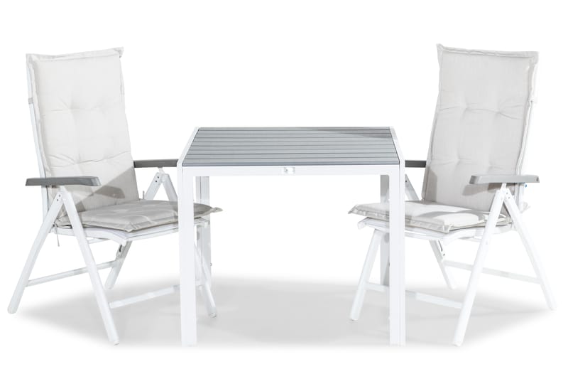 Tunis Matgrupp Utomhus 90x90 + 2 Monaco Lyx Positionsstol Dyna - Vit/Offwhite - Utemöbler - Utegrupp - Matgrupp utomhus