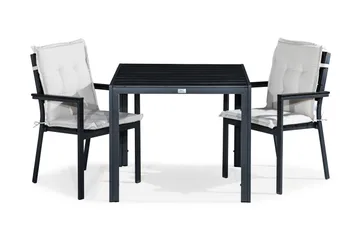 Tunis Matgrupp Utomhus 90x90 + 2 Tunis Stapelstol m Dyna