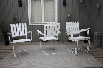 Vaxholm Matgrupp Utomhus Rund 100 cm + 4 Utestolar Vit - Utemöbler - Utegrupp - Matgrupp utomhus