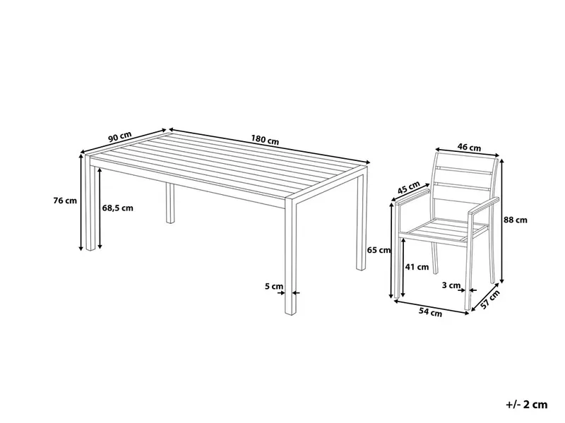 Vernio Trädgårdsmöbelset Med Utebord+6 Utestolar - Grå - Utemöbler - Utegrupp - Matgrupp utomhus