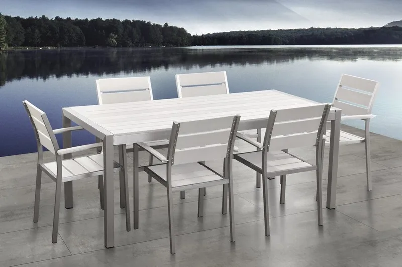 Vernio Trädgårdsmöbelset Med Utebord+6 Utestolar - Vit - Utemöbler - Utegrupp - Matgrupp utomhus