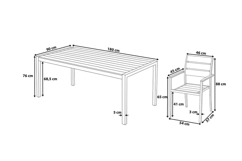 Vernio Trädgårdsmöbelset Med Utebord+6 Utestolar - Vit - Utemöbler - Utegrupp - Matgrupp utomhus