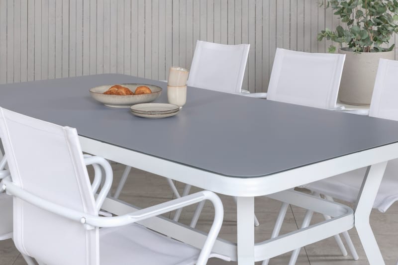 Virya Matgrupp 200cm + 6 Alina Matstolar Vit - Vit - Utemöbler - Utegrupp - Matgrupp utomhus