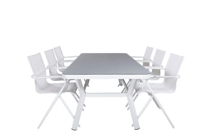 Virya Matgrupp 200cm + 6 Alina Matstolar Vit - Vit - Utemöbler - Utegrupp - Matgrupp utomhus