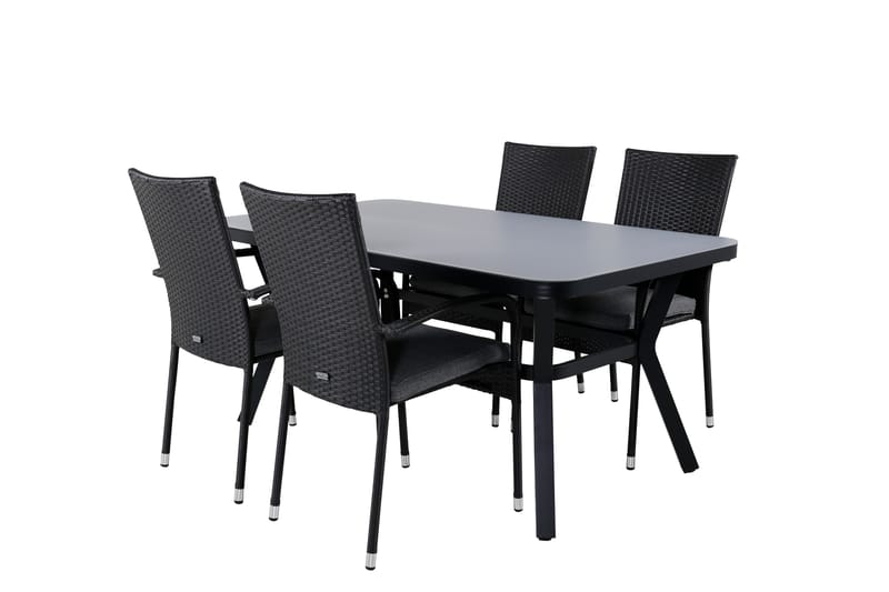 Virya Matgrupp Utomhus 160cm + 4 Anna Matstolar - Svart/Grå - Utemöbler - Utegrupp - Matgrupp utomhus