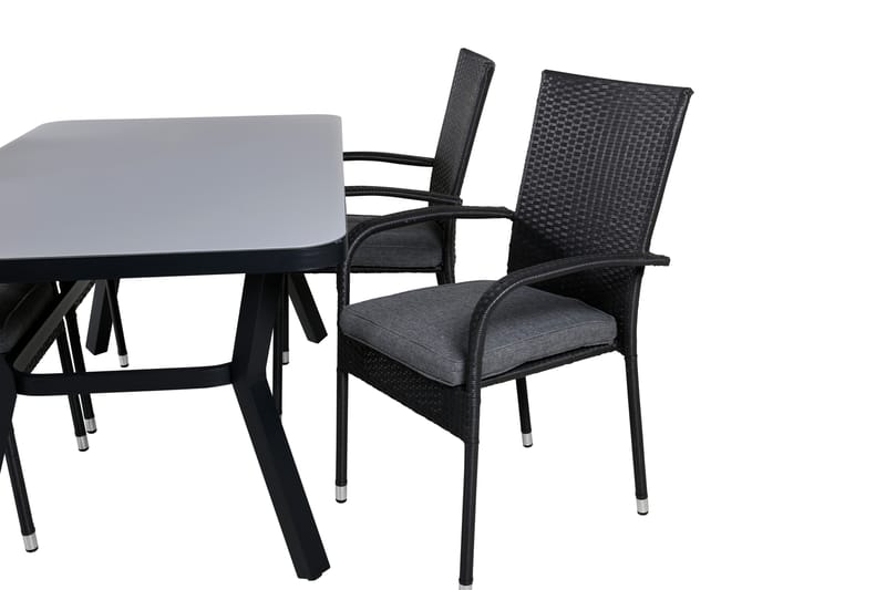 Virya Matgrupp Utomhus 160cm + 4 Anna Matstolar - Svart/Grå - Utemöbler - Utegrupp - Matgrupp utomhus