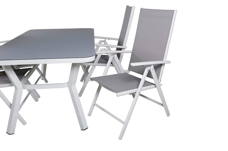 Virya Matgrupp Utomhus 160cm + 4 Break Positionsstolar - Vit/Grå - Utemöbler - Utegrupp - Matgrupp utomhus