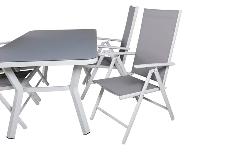 Virya Matgrupp Utomhus 160cm + 4 Break Positionsstolar - Vit/Grå - Utemöbler - Utegrupp - Matgrupp utomhus