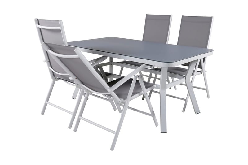 Virya Matgrupp Utomhus 160cm + 4 Break Positionsstolar - Vit/Grå - Utemöbler - Utegrupp - Matgrupp utomhus