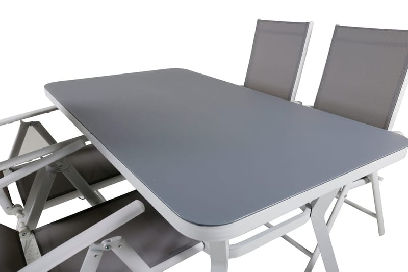 Virya Matgrupp Utomhus 160cm + 4 Break Positionsstolar - Vit/Grå - Utemöbler - Utegrupp - Matgrupp utomhus