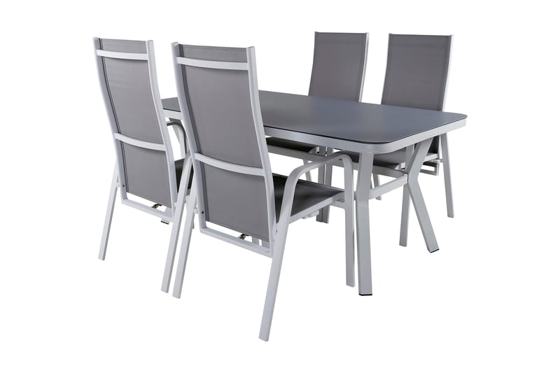 Virya Matgrupp Utomhus 160cm + 4 Copacabana Reclinerstolar - Svart/Brun - Utemöbler - Utegrupp - Matgrupp utomhus