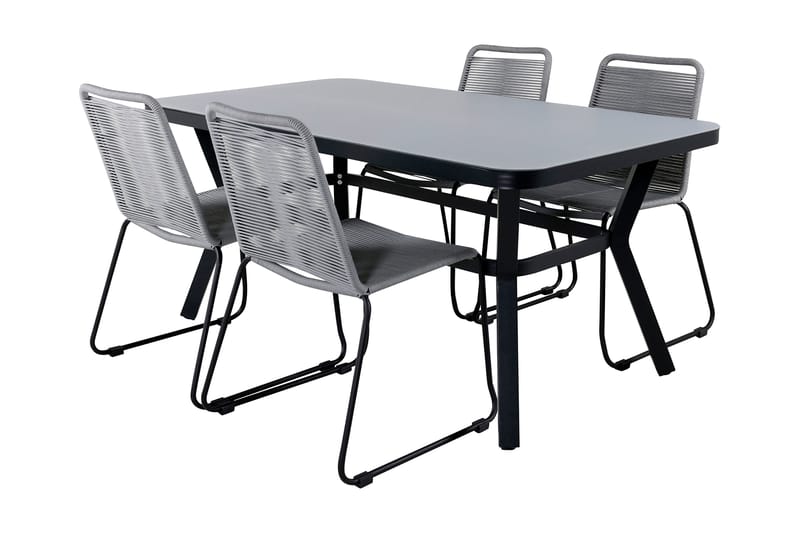 Virya Matgrupp Utomhus 160cm + 4 Lindos Matstolar - Brun/Vit - Utemöbler - Utegrupp - Matgrupp utomhus