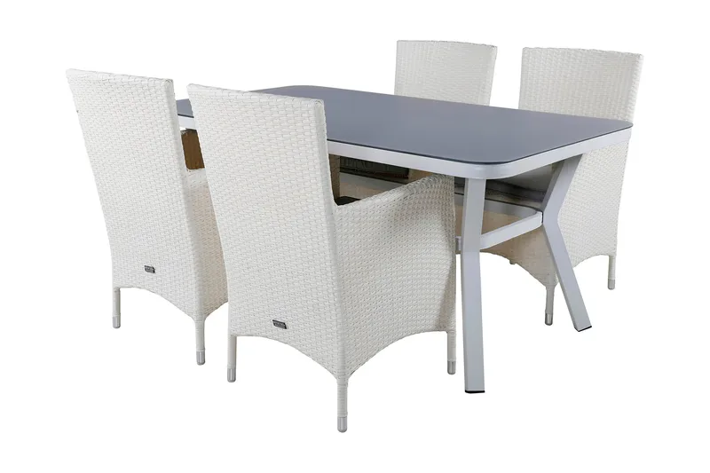 Virya Matgrupp Utomhus 160cm + 4 Malin Karmstolar - Svart/Gul - Utemöbler - Utegrupp - Matgrupp utomhus