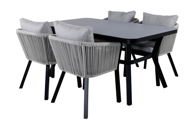 Virya Matgrupp Utomhus 160cm + 4 Matstolar - Svart/Natur - Utemöbler - Utegrupp - Matgrupp utomhus
