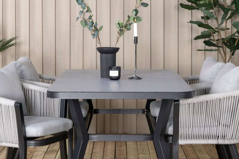 Virya Matgrupp Utomhus 160cm + 4 Matstolar - Svart/Natur - Utemöbler - Utegrupp - Matgrupp utomhus