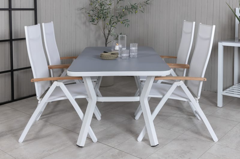 Virya Matgrupp Utomhus 160cm + 4 Panama Positionsstolar - Svart - Utemöbler - Utegrupp - Matgrupp utomhus