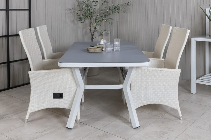Virya Matgrupp Utomhus 160cm + 4 Padova Reclinerstolar - Svart/Natur - Utemöbler - Utegrupp - Matgrupp utomhus