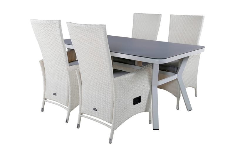 Virya Matgrupp Utomhus 160cm + 4 Padova Reclinerstolar - Svart/Natur - Utemöbler - Utegrupp - Matgrupp utomhus