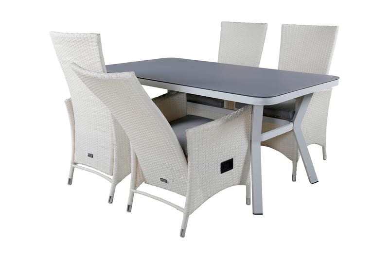 Virya Matgrupp Utomhus 160cm + 4 Padova Reclinerstolar - Svart/Natur - Utemöbler - Utegrupp - Matgrupp utomhus
