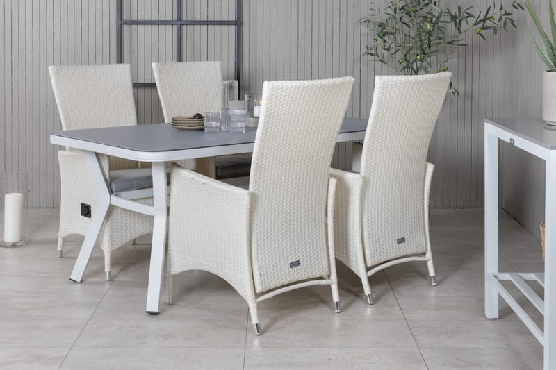 Virya Matgrupp Utomhus 160cm + 4 Padova Reclinerstolar - Svart/Natur - Utemöbler - Utegrupp - Matgrupp utomhus