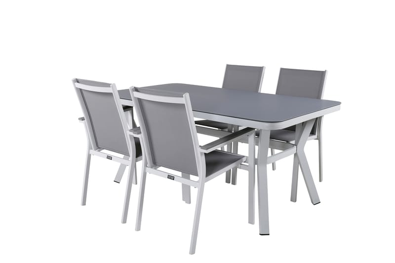 Virya Matgrupp Utomhus 160cm + 4 Parma Matstolar - Vit/Grå - Utemöbler - Utegrupp - Matgrupp utomhus