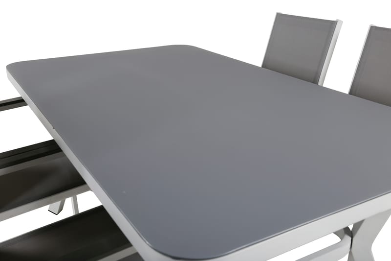 Virya Matgrupp Utomhus 160cm + 4 Parma Matstolar - Vit/Grå - Utemöbler - Utegrupp - Matgrupp utomhus
