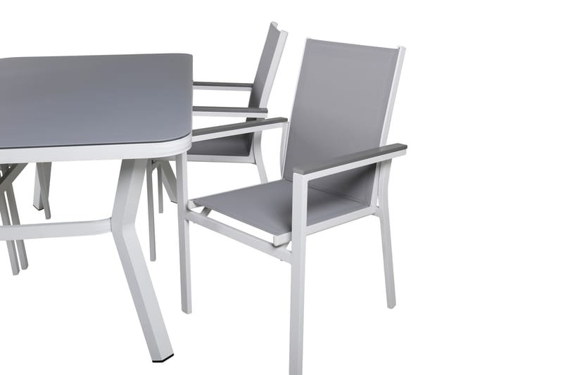 Virya Matgrupp Utomhus 160cm + 4 Parma Matstolar - Vit/Grå - Utemöbler - Utegrupp - Matgrupp utomhus