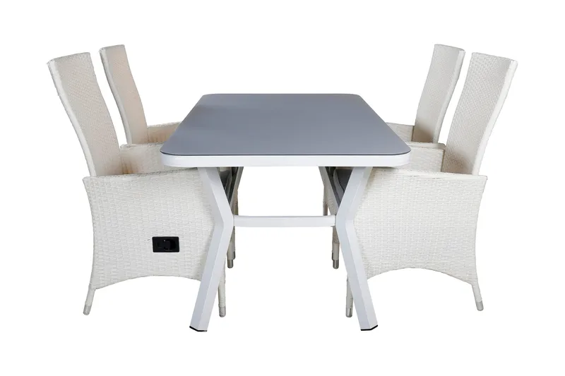 Virya Matgrupp Utomhus 160cm + 4 Padova Reclinerstolar, Svart/Natur