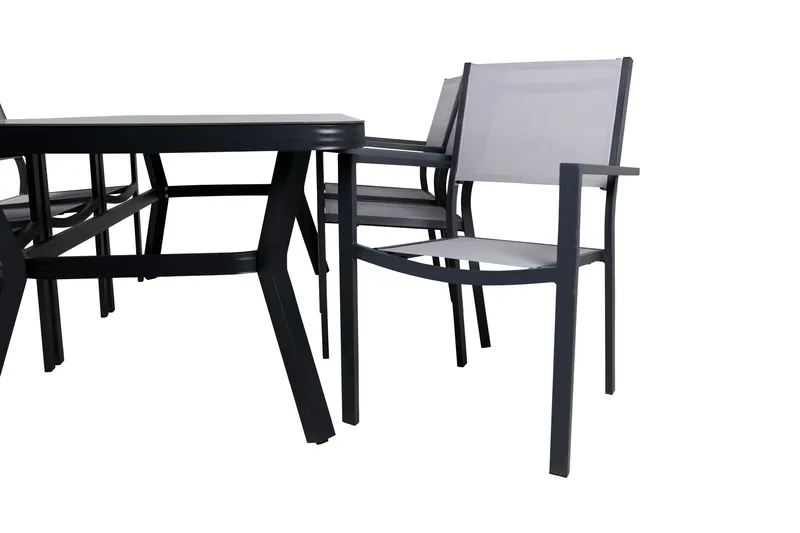 Virya Matgrupp Utomhus 200 cm + 6 Copacabana Stapelbara Stolar - Svart - Utemöbler - Utegrupp - Matgrupp utomhus