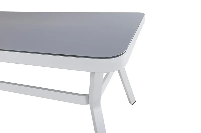 Virya Matgrupp Utomhus 200cm + 6 Albany Positionsstolar - Vit/Grå - Utemöbler - Utegrupp - Matgrupp utomhus