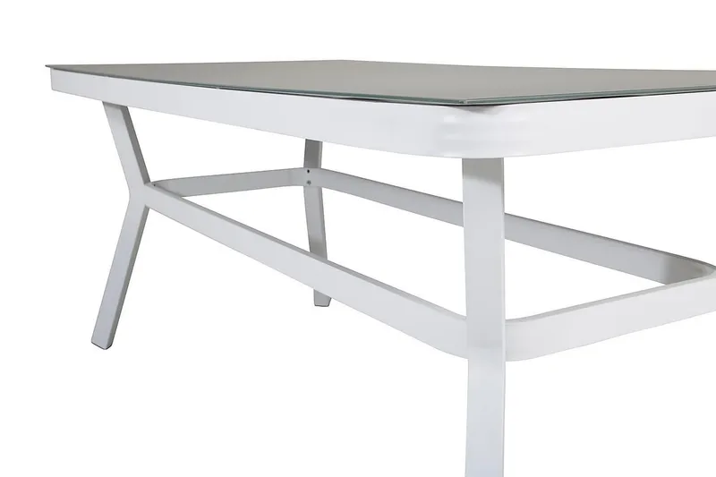 Virya Matgrupp Utomhus 200cm + 6 Albany Positionsstolar - Vit/Grå - Utemöbler - Utegrupp - Matgrupp utomhus