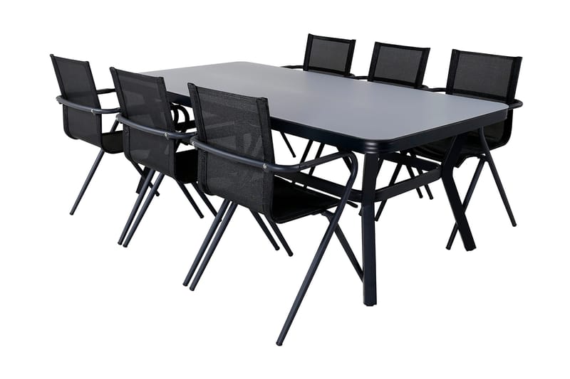 Virya Matgrupp Utomhus 200cm + 6 Alina Matstolar - Brun/Vit - Utemöbler - Utegrupp - Matgrupp utomhus