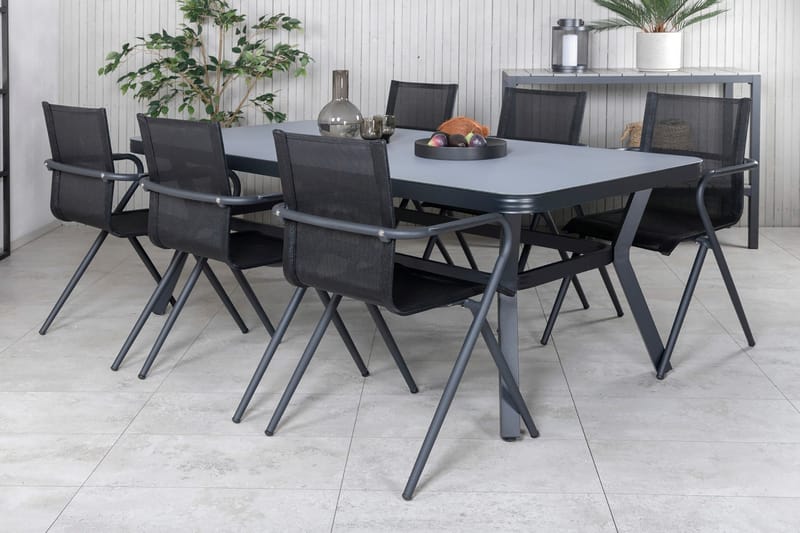 Virya Matgrupp Utomhus 200cm + 6 Alina Matstolar - Brun/Vit - Utemöbler - Utegrupp - Matgrupp utomhus