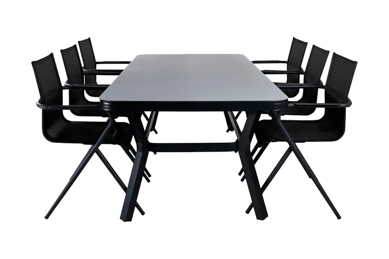 Virya Matgrupp Utomhus 200cm + 6 Alina Matstolar, Brun/Vit