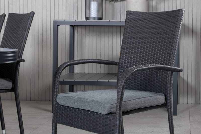 Virya Matgrupp Utomhus 200cm + 6 Anna Matstolar - Svart/Grå - Utemöbler - Utegrupp - Matgrupp utomhus