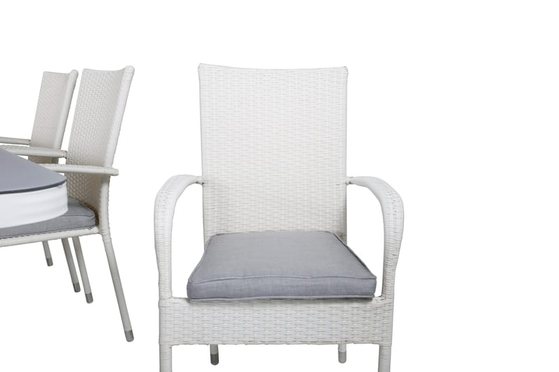 Virya Matgrupp Utomhus 200cm + 6 Anna Matstolar - Vit/Grå - Utemöbler - Utegrupp - Matgrupp utomhus