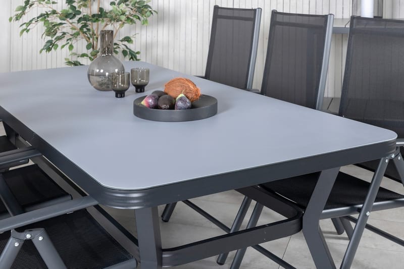 Virya Matgrupp Utomhus 200cm + 6 Break Positionsstolar - Brun/Vit - Utemöbler - Utegrupp - Matgrupp utomhus