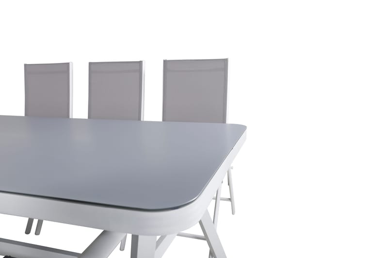 Virya Matgrupp Utomhus 200cm + 6 Break Positionsstolar - Vit/Grå - Utemöbler - Utegrupp - Matgrupp utomhus