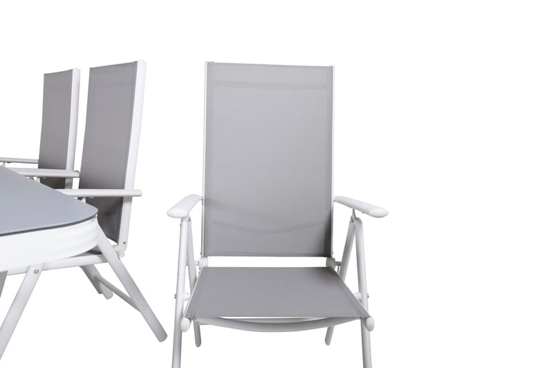 Virya Matgrupp Utomhus 200cm + 6 Break Positionsstolar - Vit/Grå - Utemöbler - Utegrupp - Matgrupp utomhus