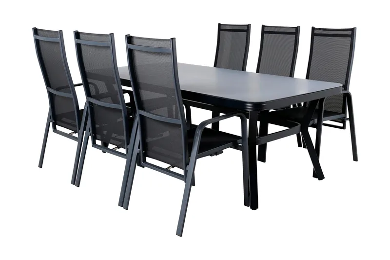 Virya Matgrupp Utomhus 200cm + 6 Copacabana Reclinerstolar - Brun/Vit - Utemöbler - Utegrupp - Matgrupp utomhus