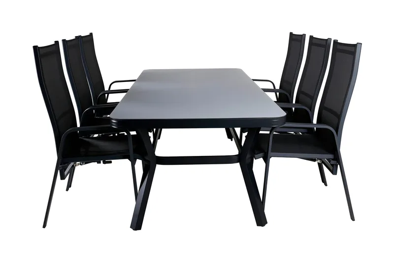 Virya Matgrupp Utomhus 200cm + 6 Copacabana Reclinerstolar, Brun/Vit