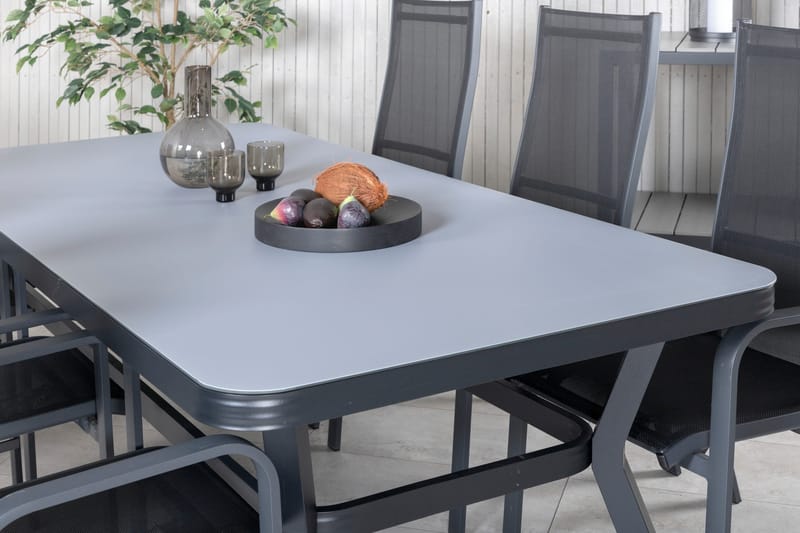 Virya Matgrupp Utomhus 200cm + 6 Copacabana Reclinerstolar - Brun/Vit - Utemöbler - Utegrupp - Matgrupp utomhus