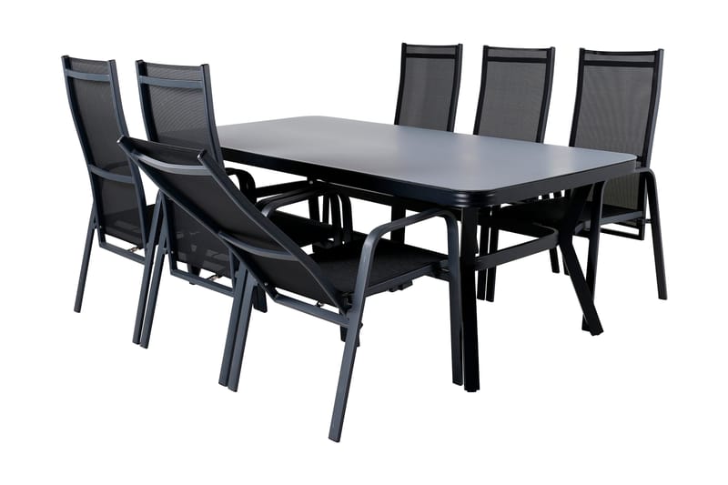 Virya Matgrupp Utomhus 200cm + 6 Copacabana Reclinerstolar - Brun/Vit - Utemöbler - Utegrupp - Matgrupp utomhus