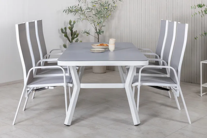 Virya Matgrupp Utomhus 200cm + 6 Copacabana Reclinerstolar - Svart - Utemöbler - Utegrupp - Matgrupp utomhus