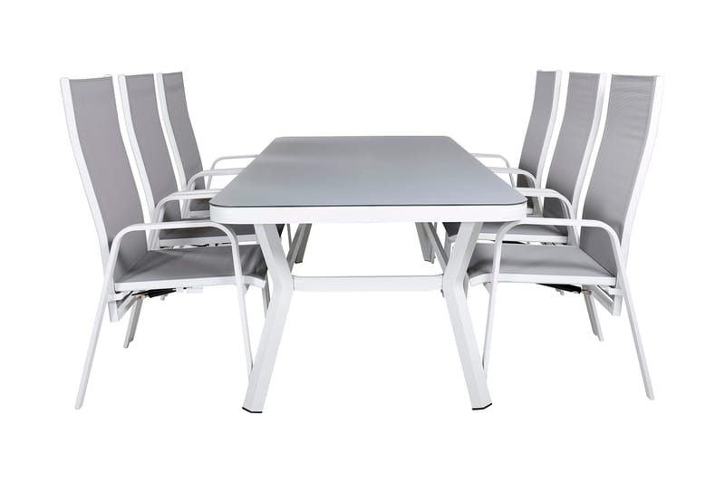 Virya Matgrupp Utomhus 200cm + 6 Copacabana Reclinerstolar, Svart