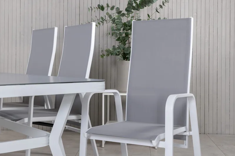 Virya Matgrupp Utomhus 200cm + 6 Copacabana Reclinerstolar - Svart - Utemöbler - Utegrupp - Matgrupp utomhus