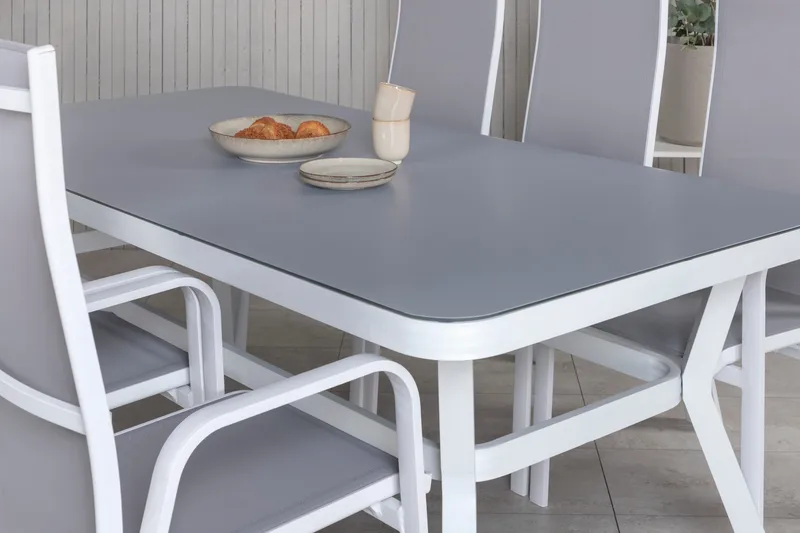 Virya Matgrupp Utomhus 200cm + 6 Copacabana Reclinerstolar - Svart - Utemöbler - Utegrupp - Matgrupp utomhus