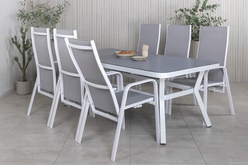 Virya Matgrupp Utomhus 200cm + 6 Copacabana Reclinerstolar - Svart - Utemöbler - Utegrupp - Matgrupp utomhus